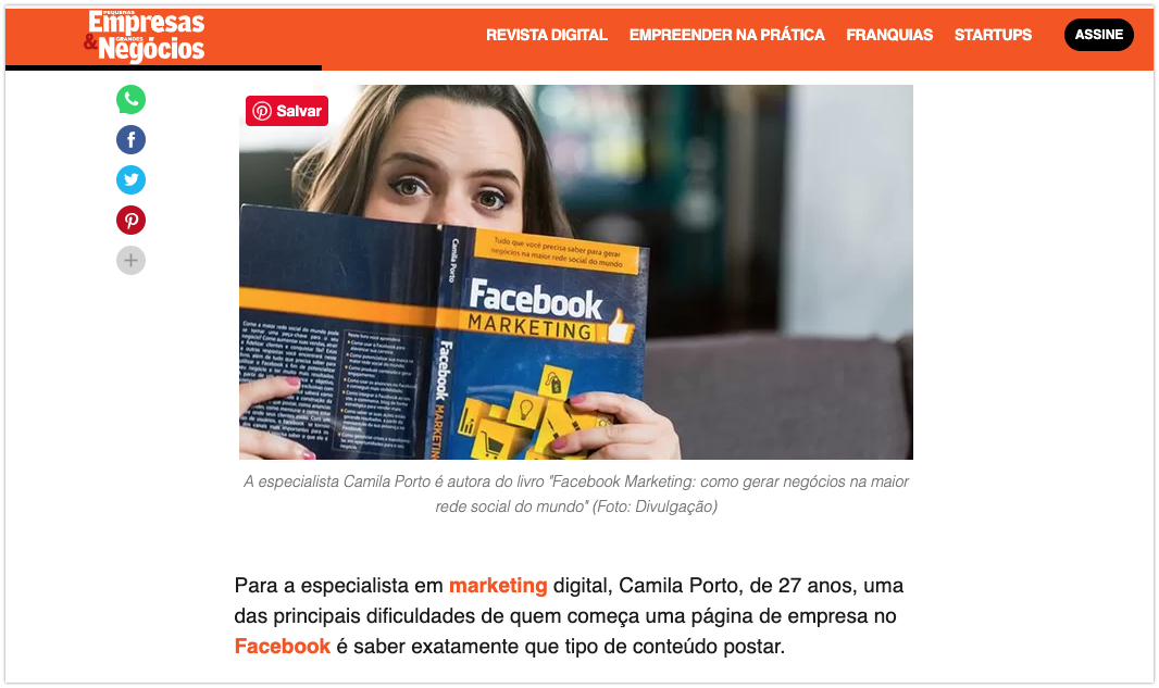 Entrevista com Camila Porto na PEGN sobre marketing no Facebook