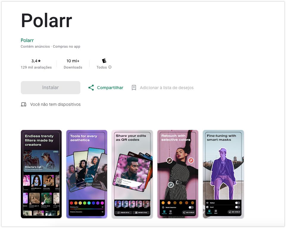Polarr – Editor de fotos